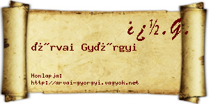 Árvai Györgyi névjegykártya