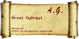 Árvai Györgyi névjegykártya